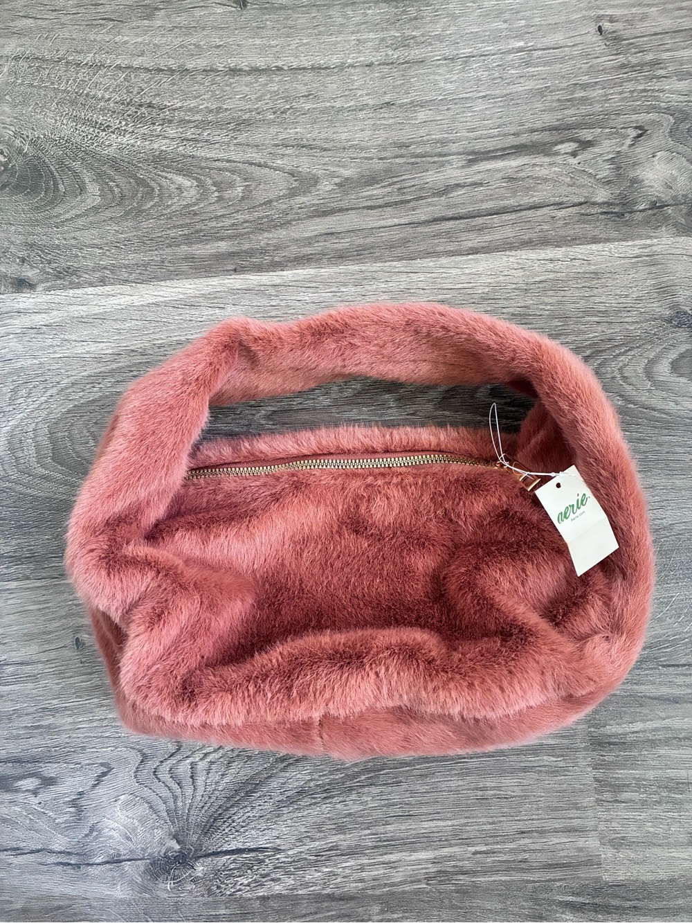aerie Dusty Rose Faux Fur Shoulder Bag